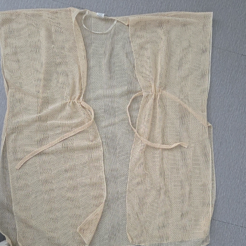 Sheer Tan Open-Front Vest